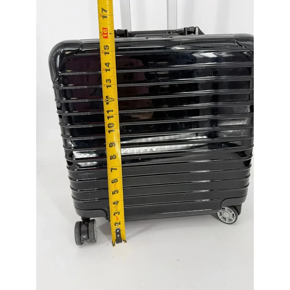 Rimowa Black Gloss Polycarbonate Compact Carry On Salsa Suitcase Luggage